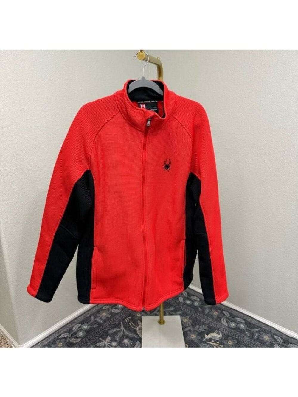 Spyder Core Sweater Full Zip Red Black Color Block Winter Jacket Mens size XXL